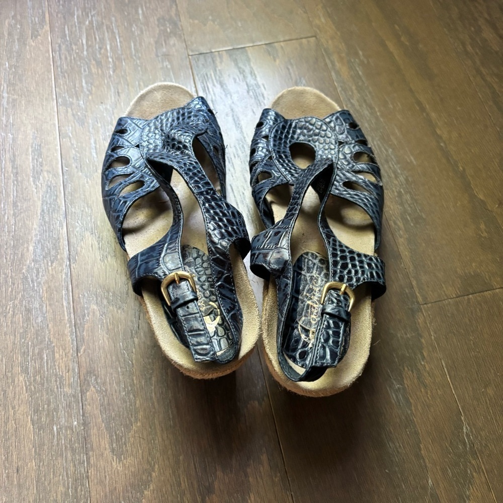 Earthies blue leather Wedges - Picture 3 of 7